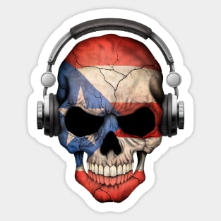 Dark Skull Deejay with Puerto Rican Flag Sticker